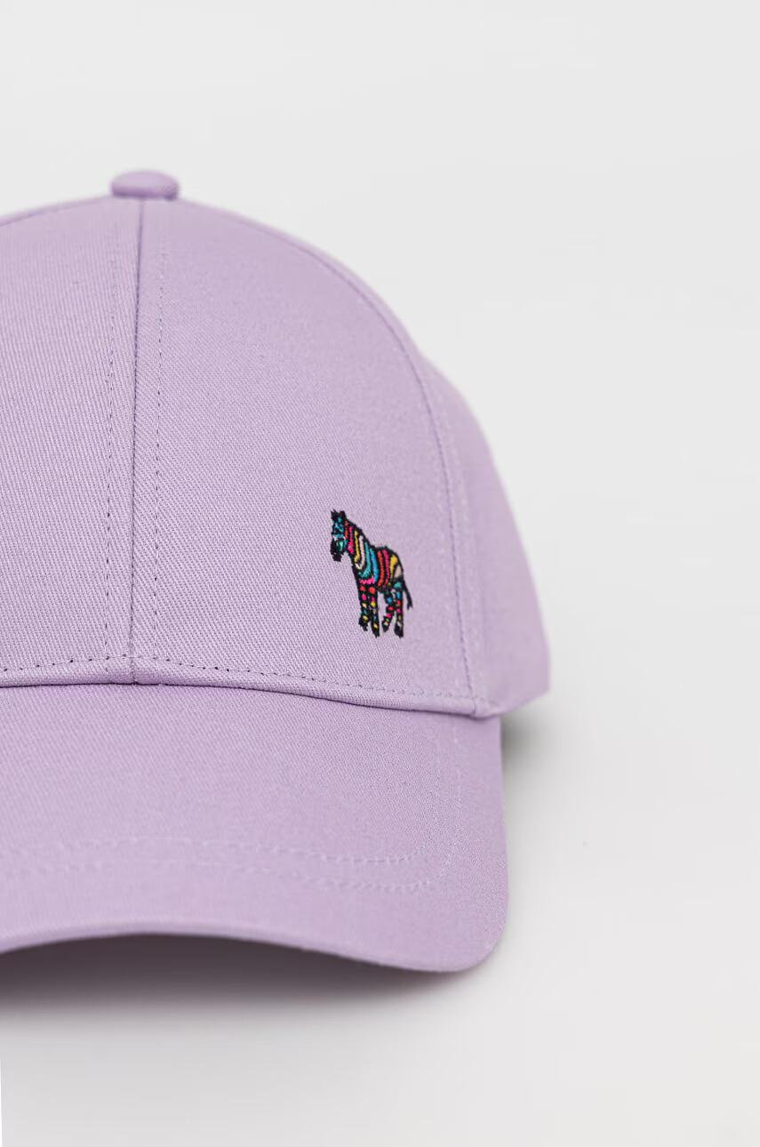 Paul Smith Памучна шапка в лилаво с изчистен дизайн - Pepit.bg