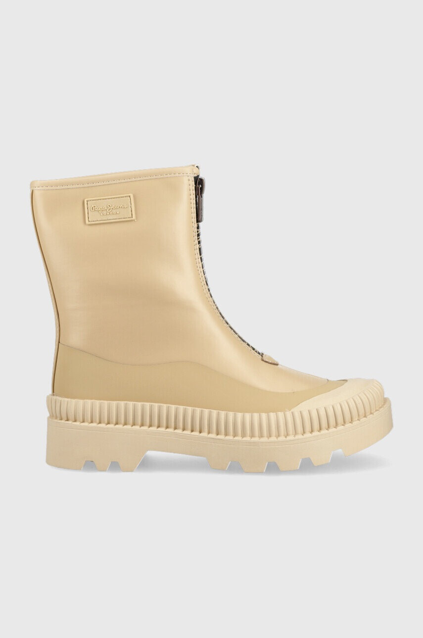 Pepe Jeans Боти Gum Zip в бежово с платформа - Pepit.bg