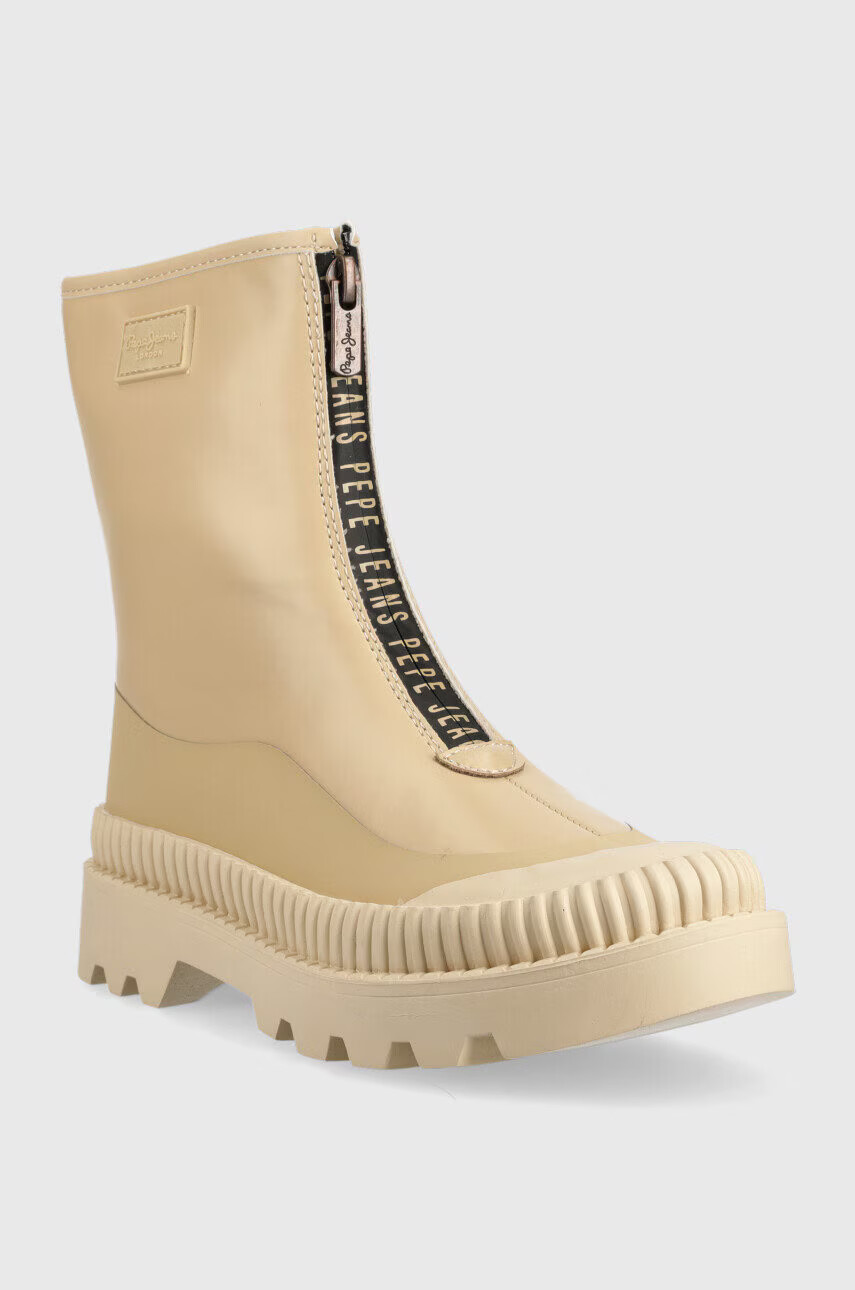 Pepe Jeans Боти Gum Zip в бежово с платформа - Pepit.bg