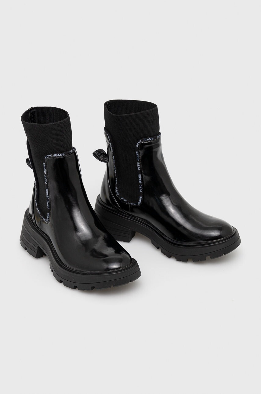 Pepe Jeans Боти челси Soda Chelsea W в черно с платформа - Pepit.bg
