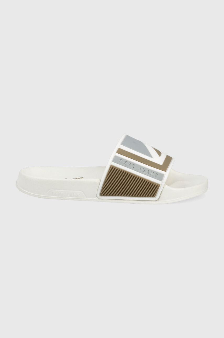 Pepe Jeans Чехли Slider Flag дамски в бяло - Pepit.bg