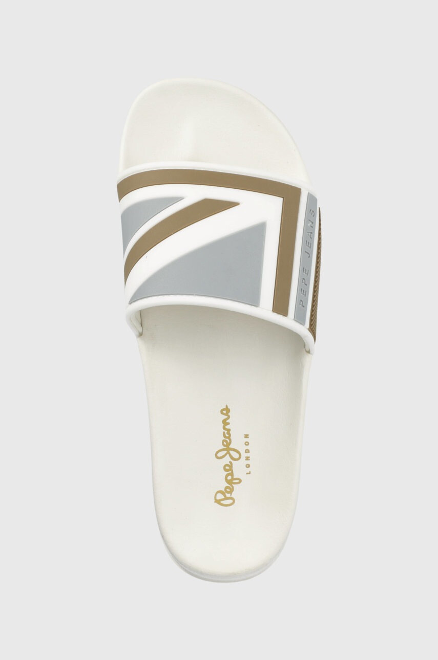Pepe Jeans Чехли Slider Flag дамски в бяло - Pepit.bg