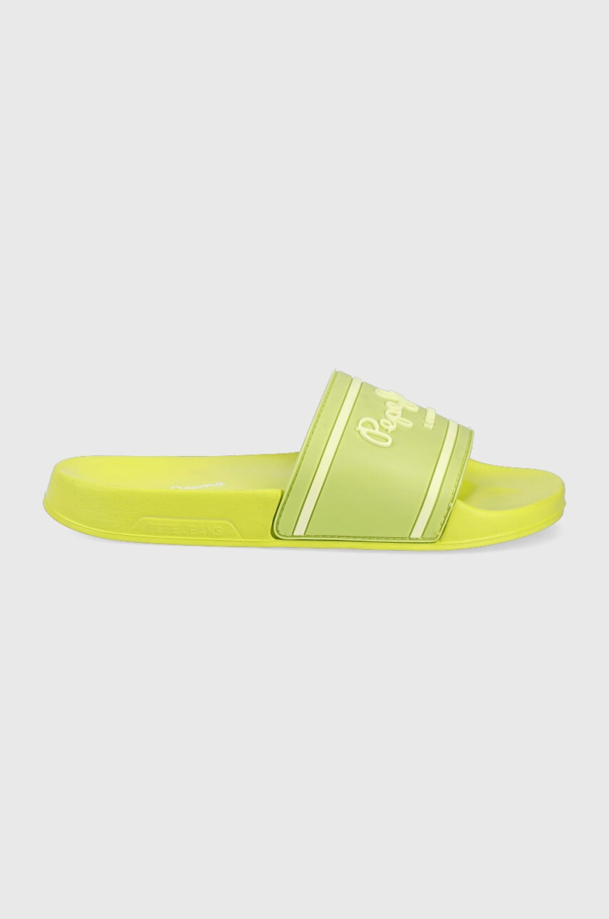 Pepe Jeans Чехли Slider Logo Woman дамски в зелено - Pepit.bg