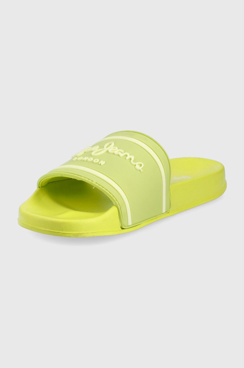 Pepe Jeans Чехли Slider Logo Woman дамски в зелено - Pepit.bg