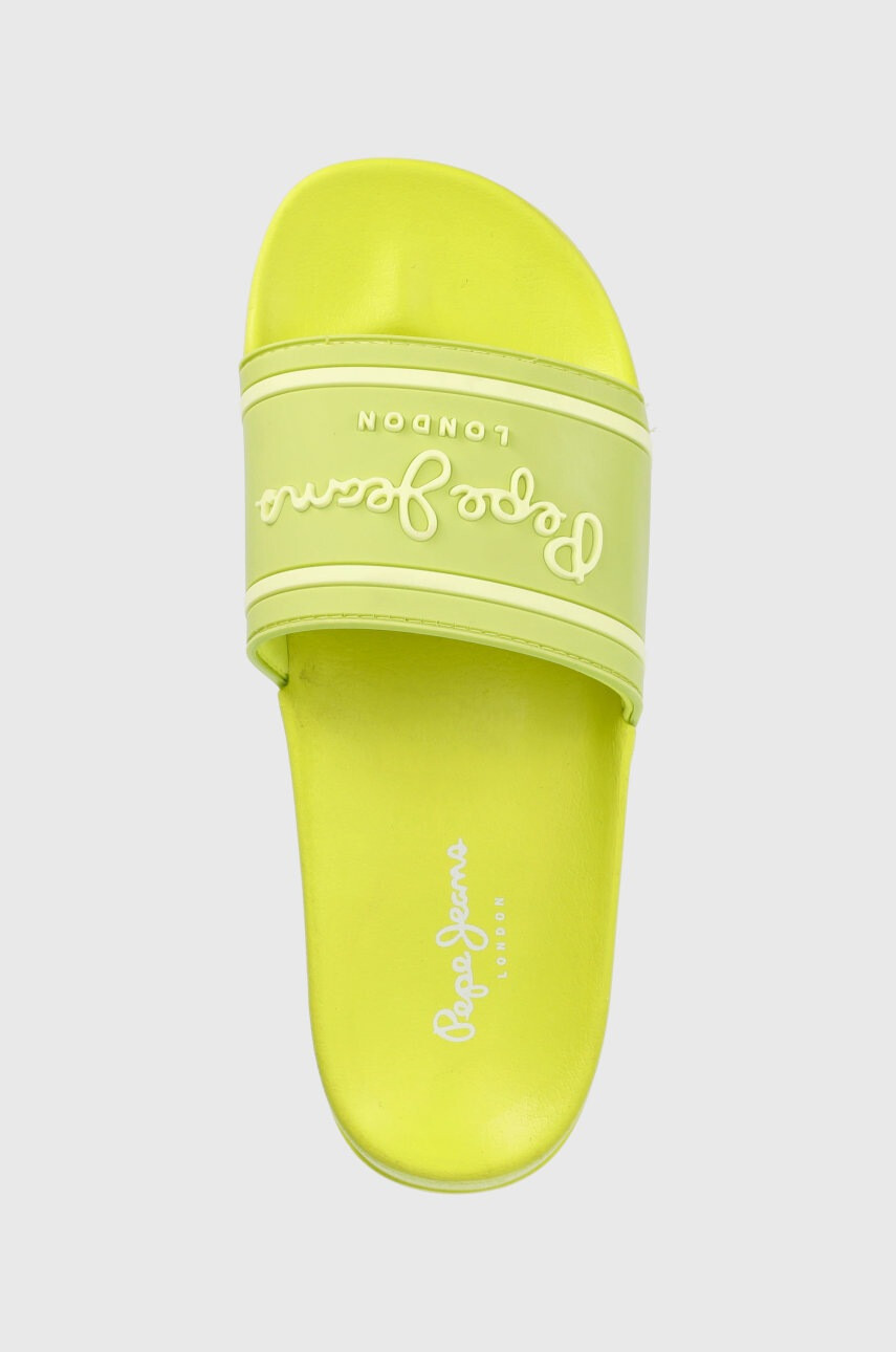Pepe Jeans Чехли Slider Logo Woman дамски в зелено - Pepit.bg