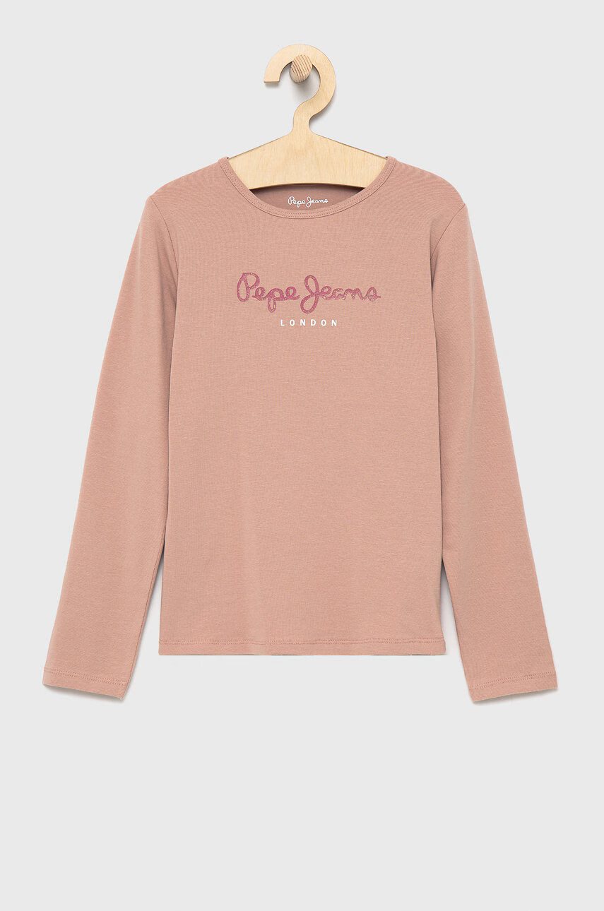 Pepe Jeans Детска блуза с дълги ръкави Hana Glitter в розово - Pepit.bg