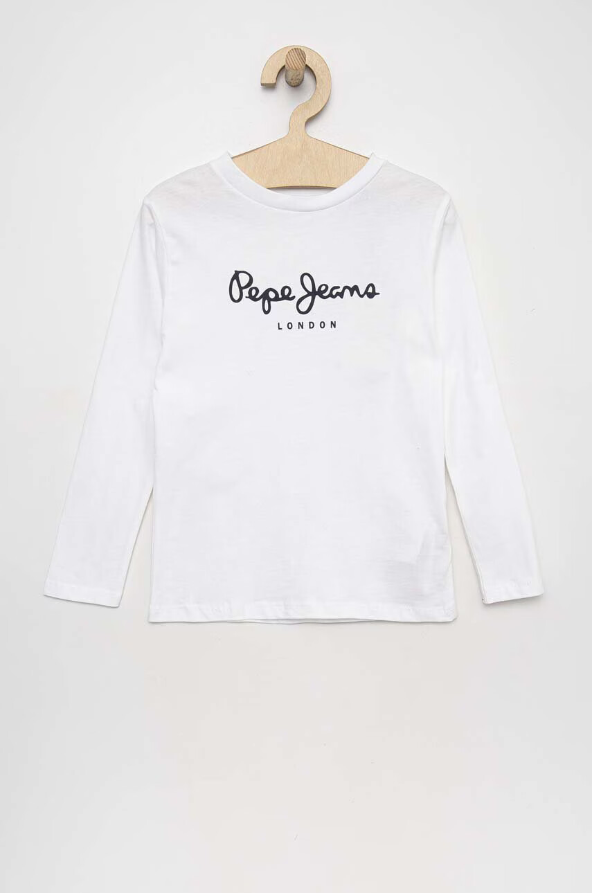 Pepe Jeans Детска блуза с дълги ръкави New Herman в бяло с принт - Pepit.bg