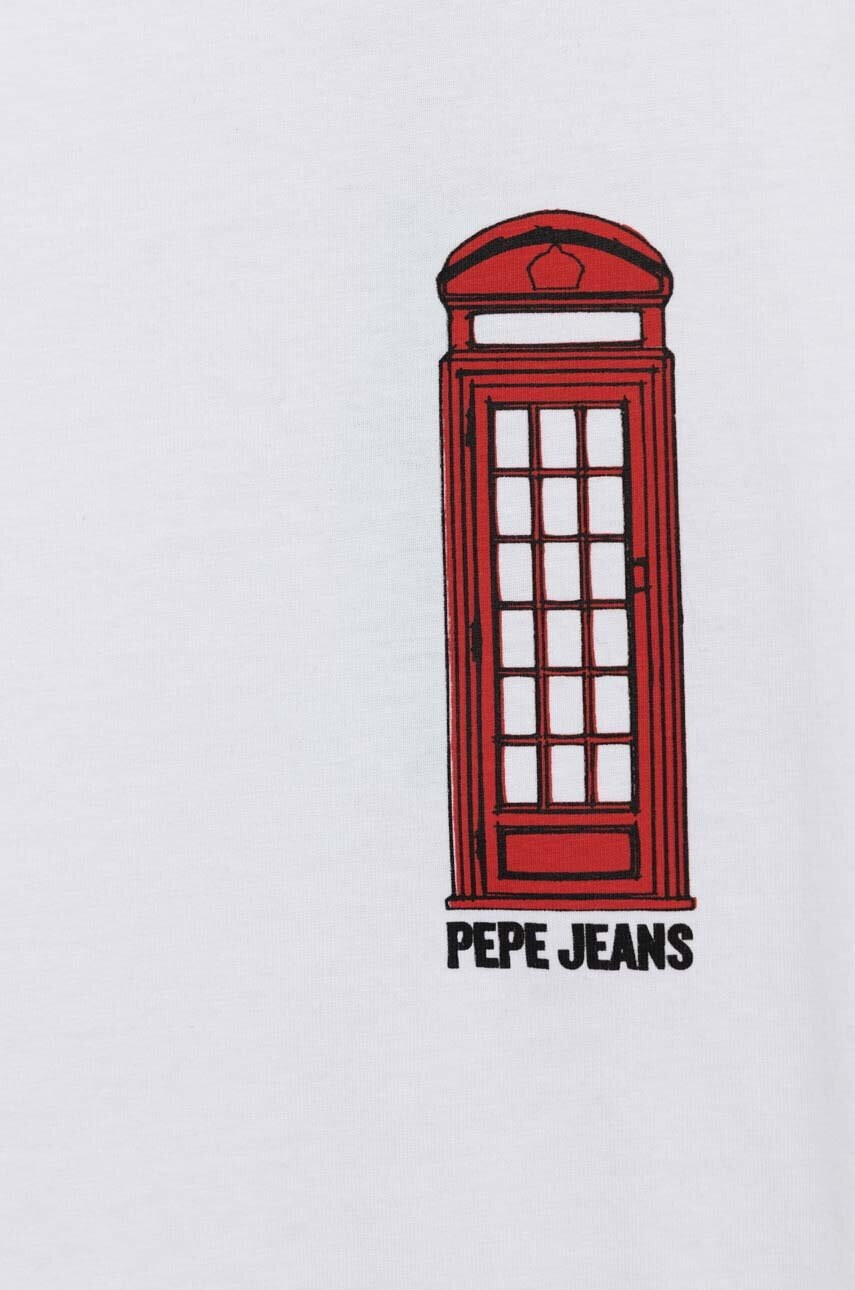 Pepe Jeans Детска памучна тениска в бяло с принт - Pepit.bg