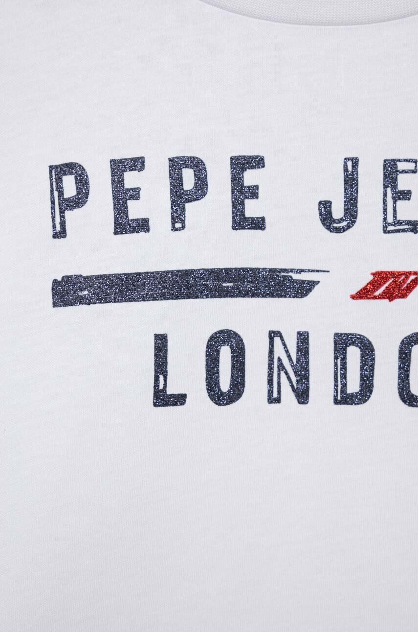 Pepe Jeans Детска памучна тениска в бяло с принт - Pepit.bg