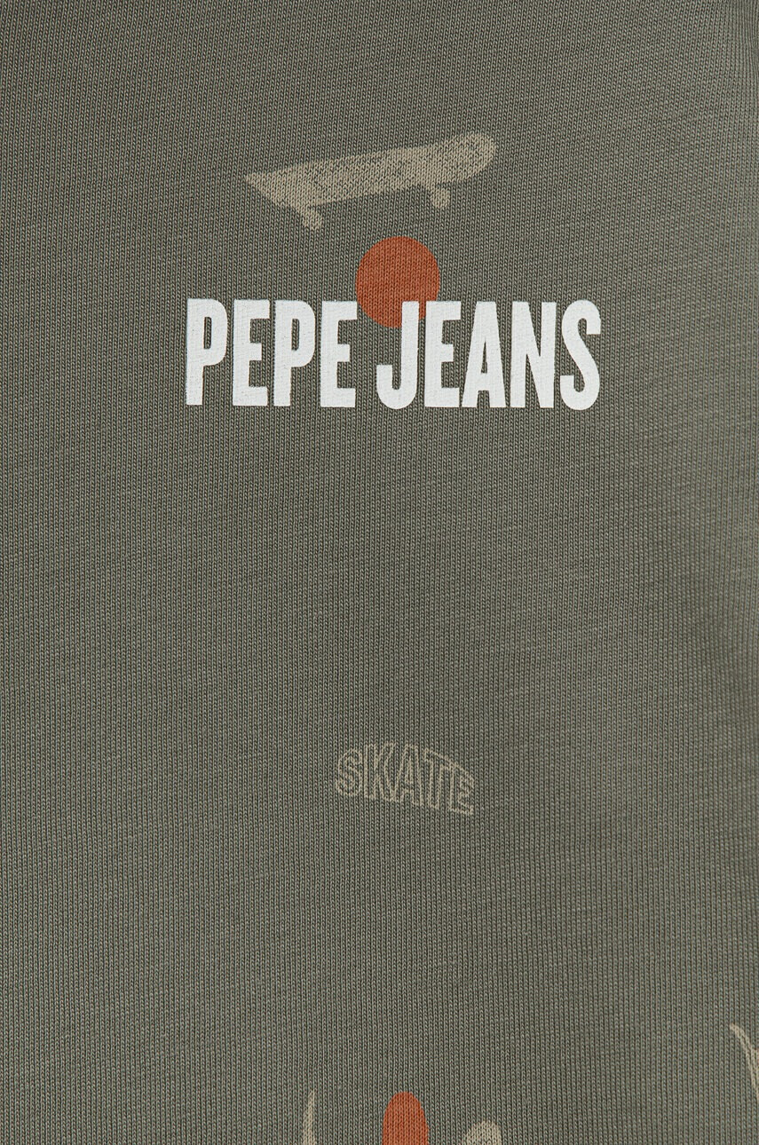 Pepe Jeans Детска памучна тениска в зелено с десен - Pepit.bg