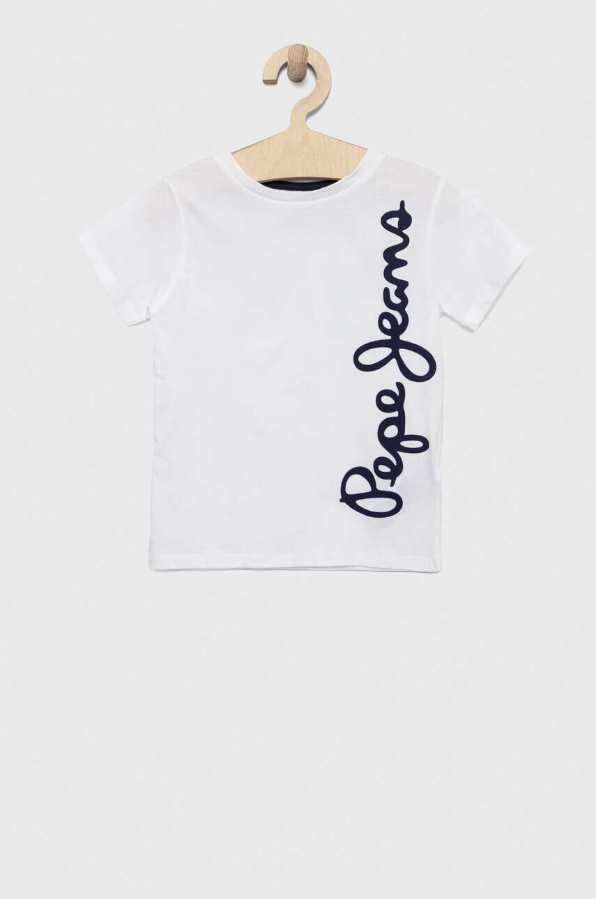 Pepe Jeans Детска памучна тениска в бяло с принт - Pepit.bg