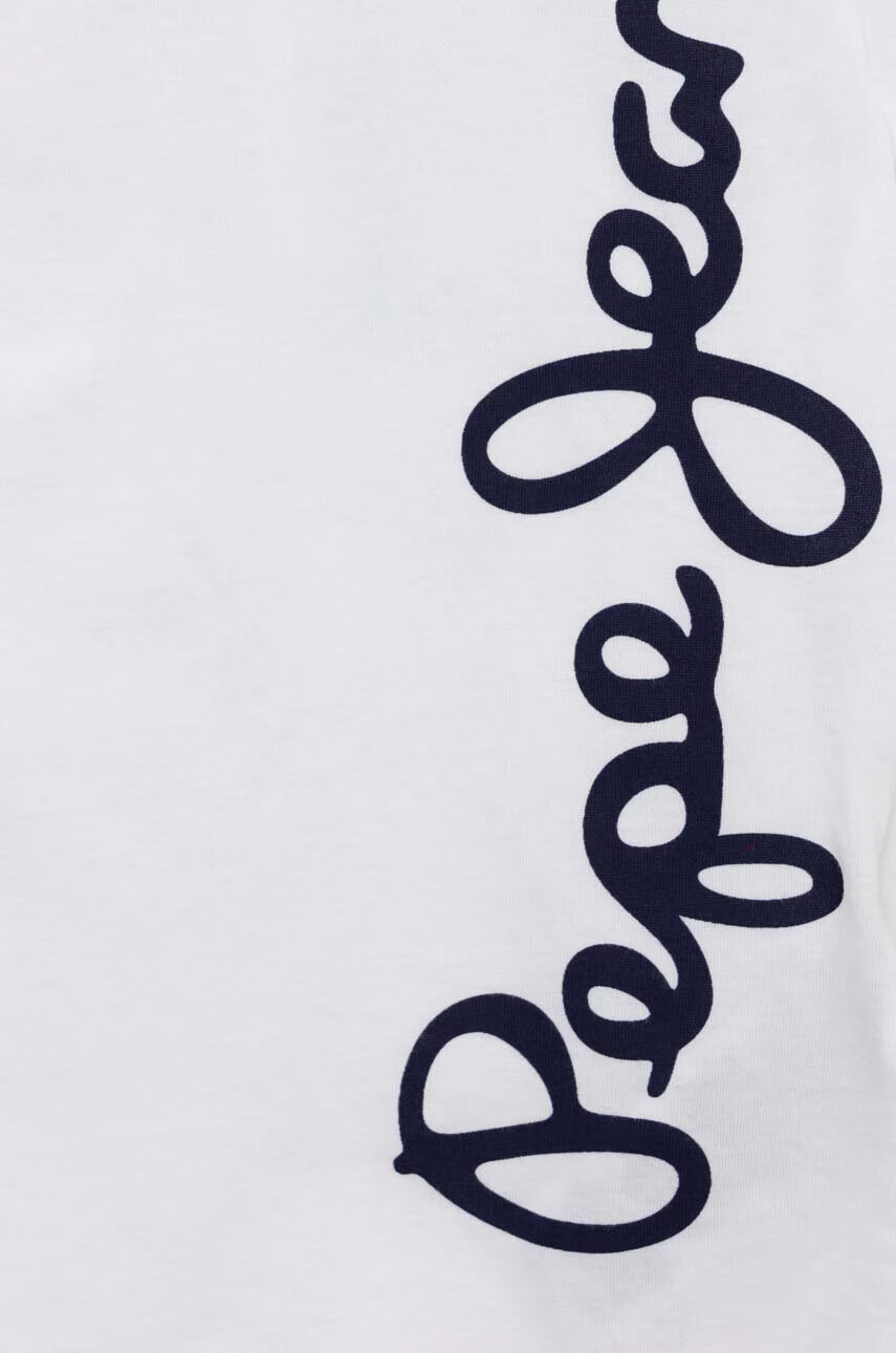 Pepe Jeans Детска памучна тениска в бяло с принт - Pepit.bg