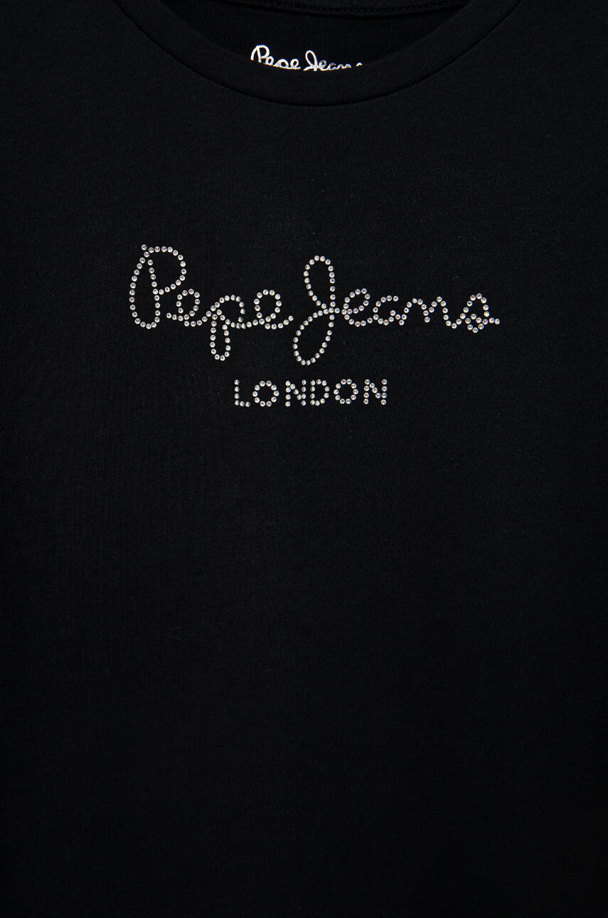 Pepe Jeans Детска памучна тениска в черно - Pepit.bg