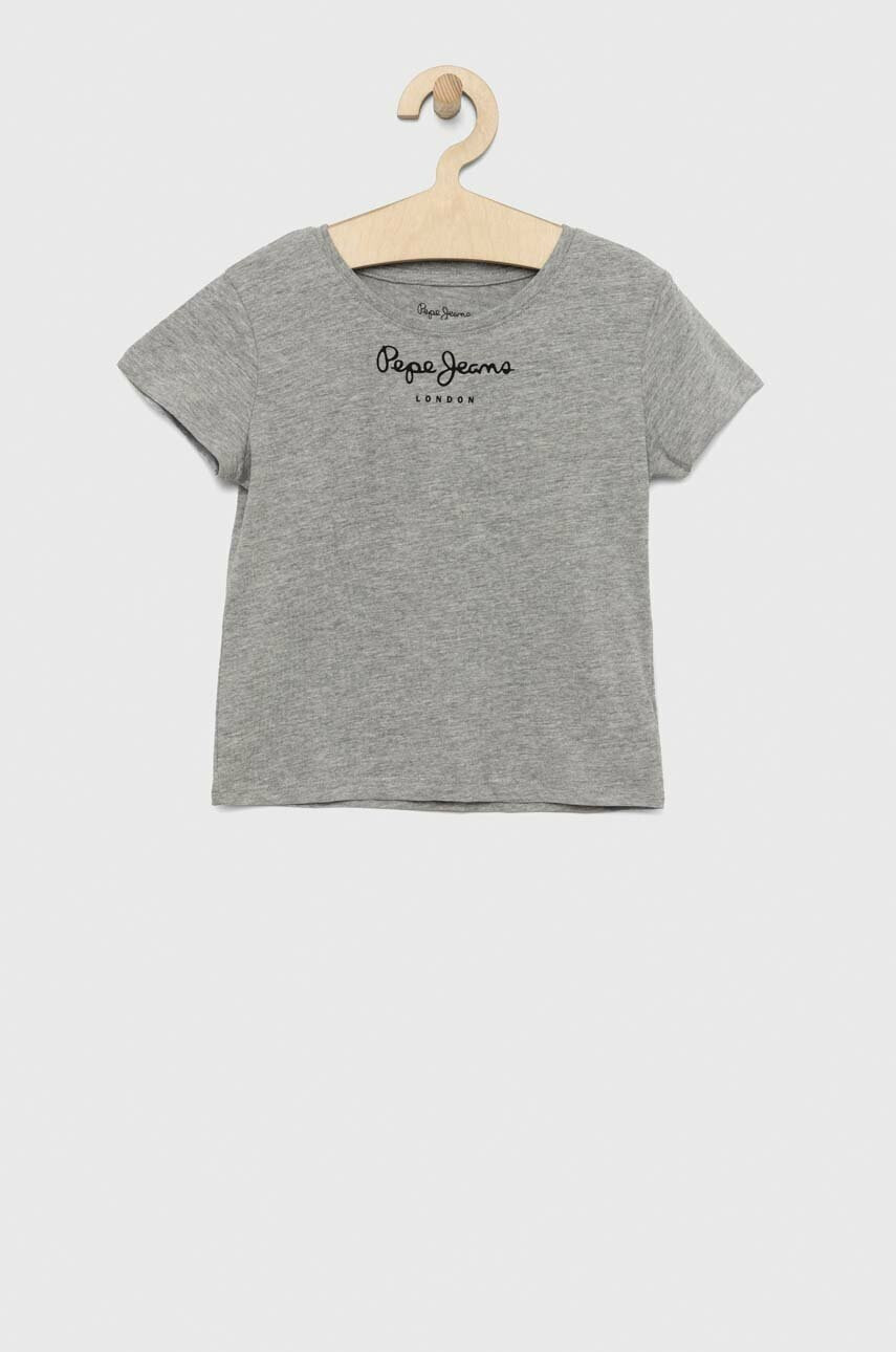 Pepe Jeans Детска памучна тениска В сиво - Pepit.bg