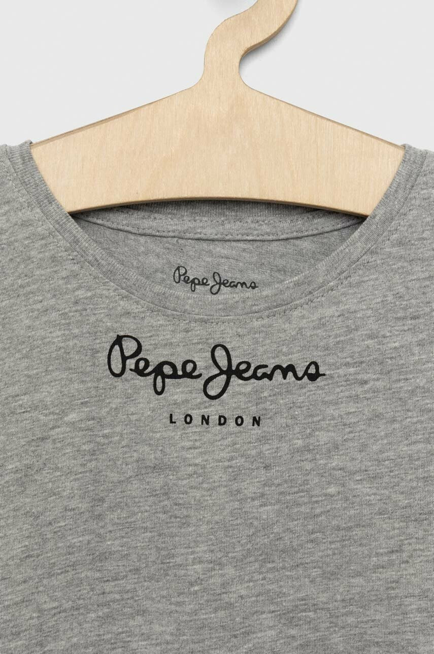 Pepe Jeans Детска памучна тениска В сиво - Pepit.bg