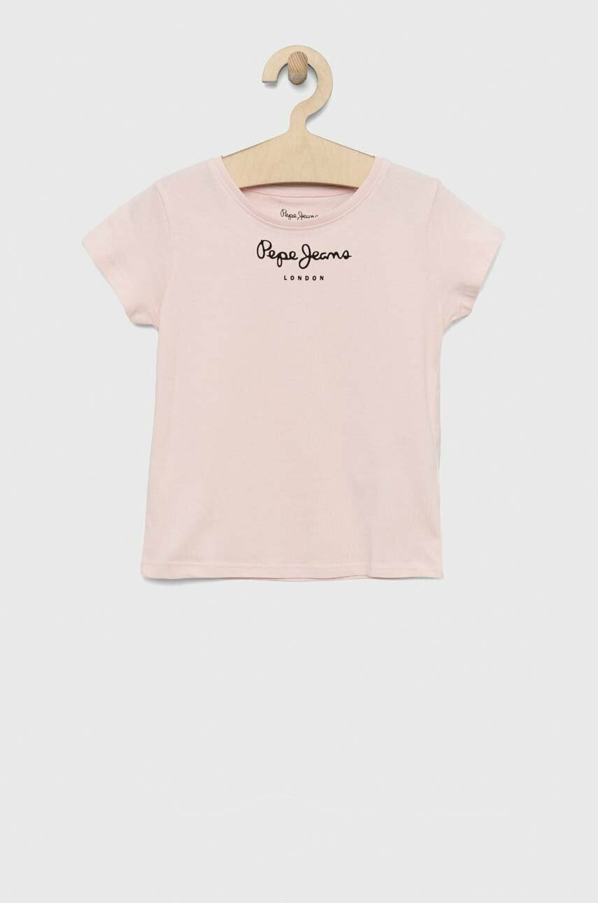 Pepe Jeans Детска памучна тениска В розово - Pepit.bg