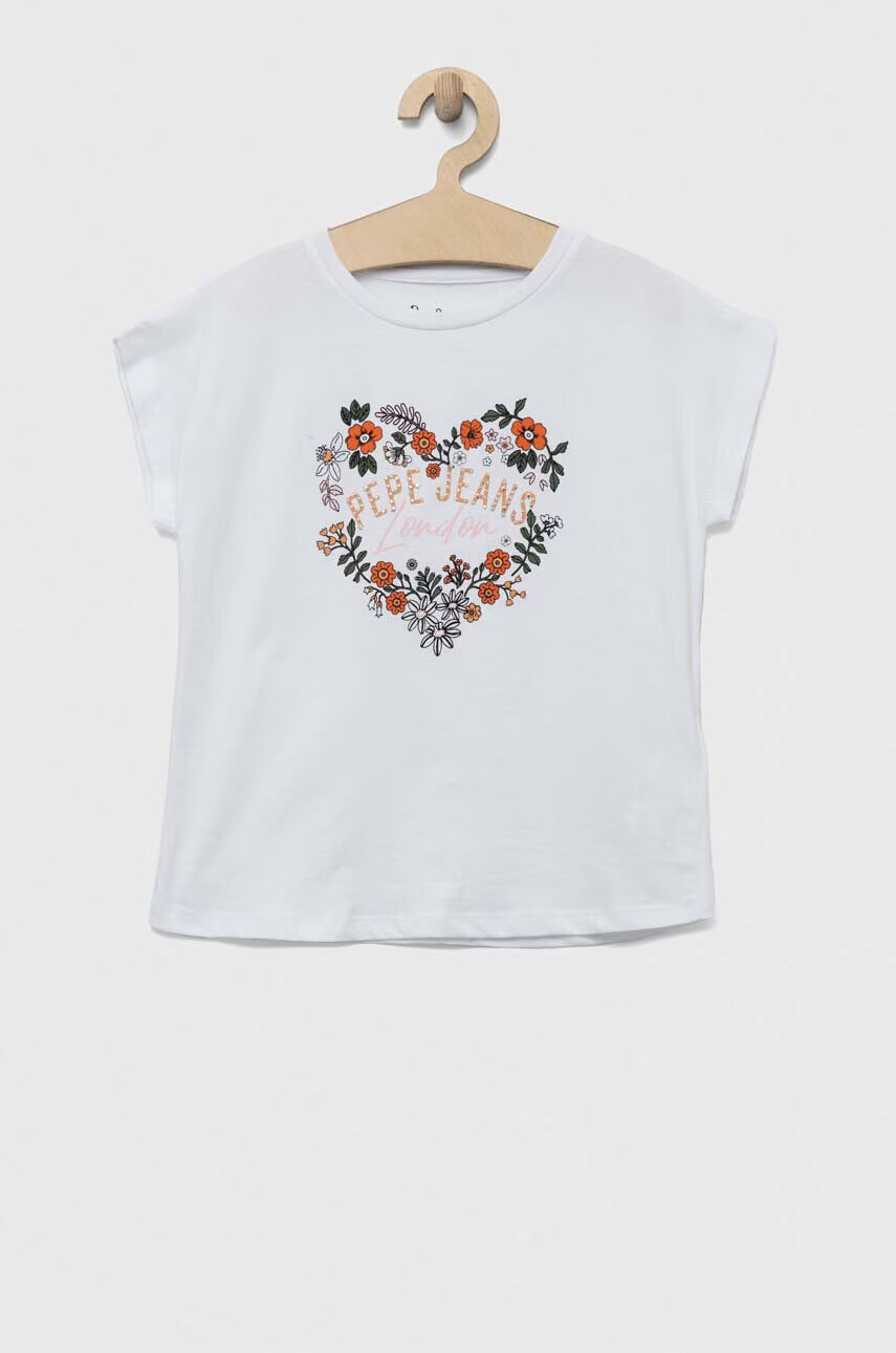 Pepe Jeans Детска памучна тениска в бяло - Pepit.bg