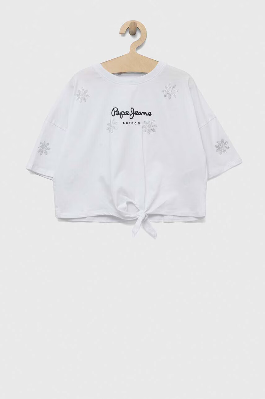 Pepe Jeans Детска памучна тениска Garland в бяло - Pepit.bg