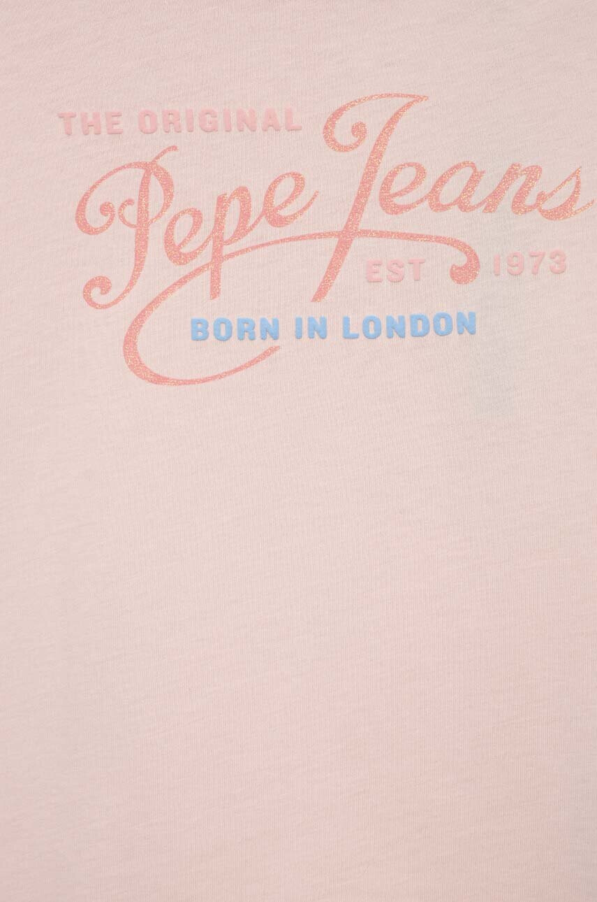 Pepe Jeans Детска памучна тениска Non-denim в розово - Pepit.bg