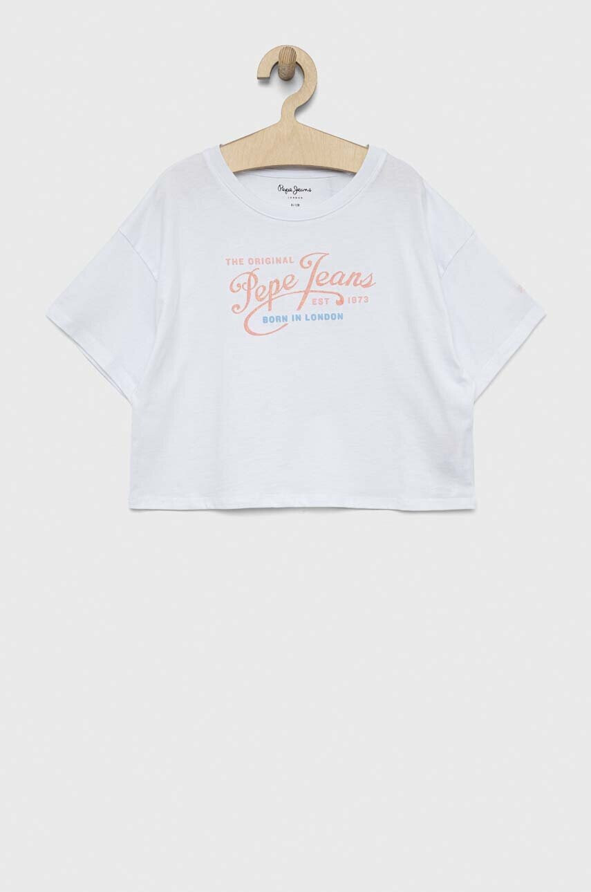 Pepe Jeans Детска памучна тениска Non-denim в бяло - Pepit.bg