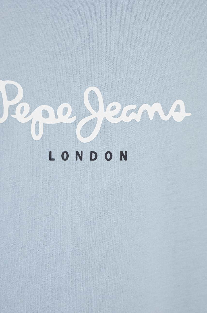 Pepe Jeans Детска памучна тениска PJL BJ в синьо с принт - Pepit.bg
