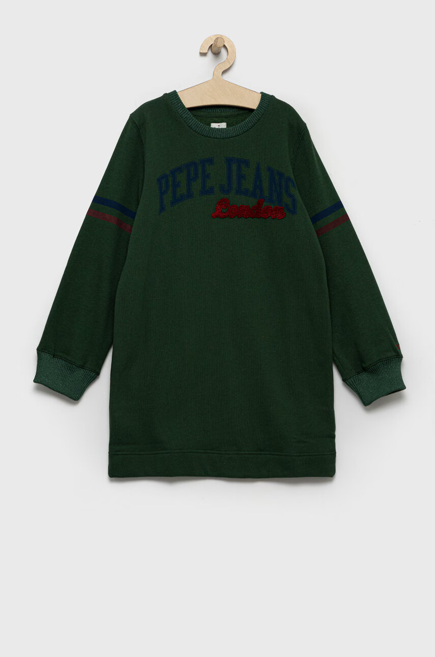 Pepe Jeans Детска рокля в зелено среднодълъг модел със стандартна кройка - Pepit.bg