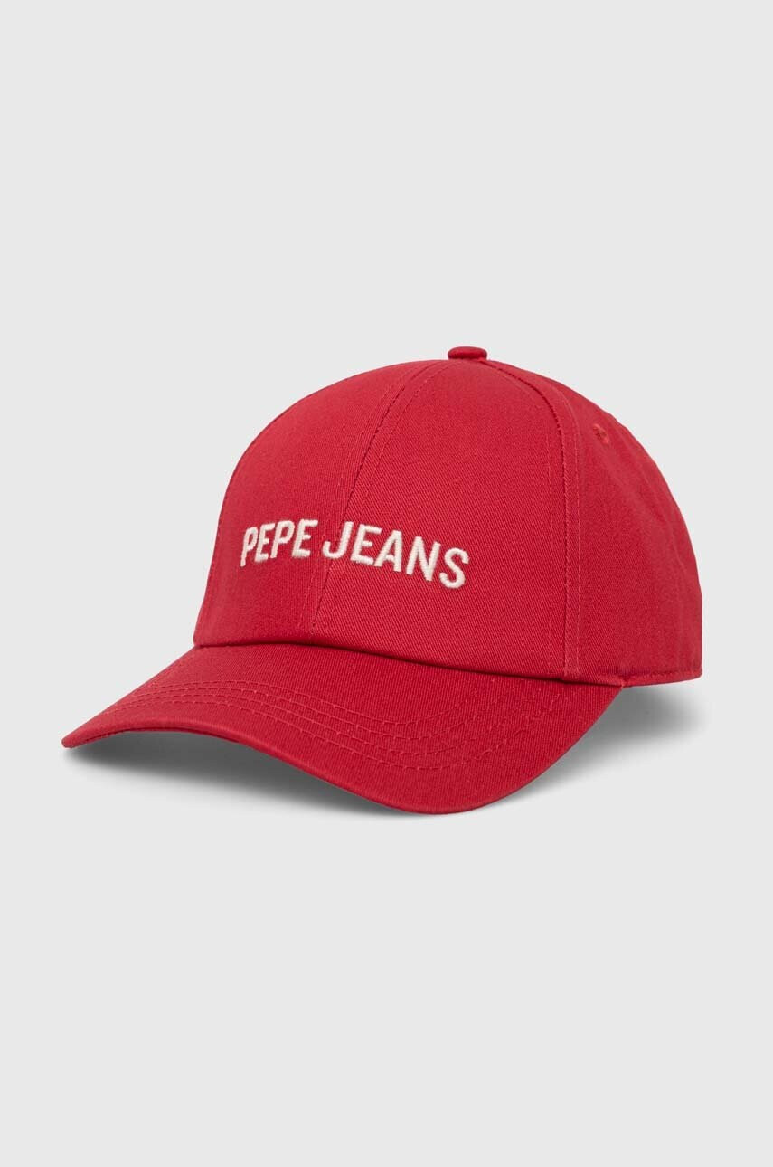Pepe Jeans Детска шапка с козирка в червено с принт - Pepit.bg