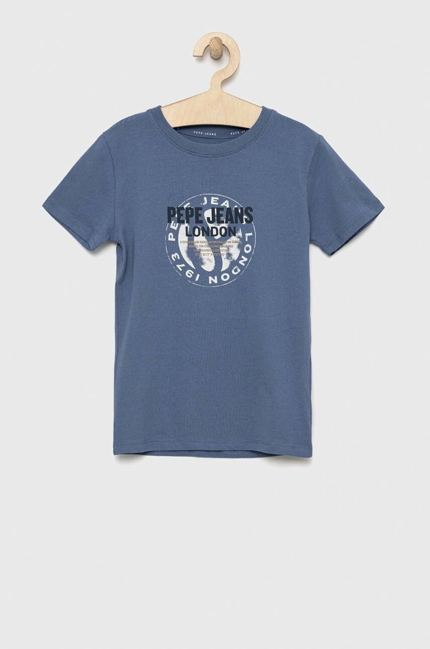 Pepe Jeans Детска тениска Non в синьо с принт - Pepit.bg
