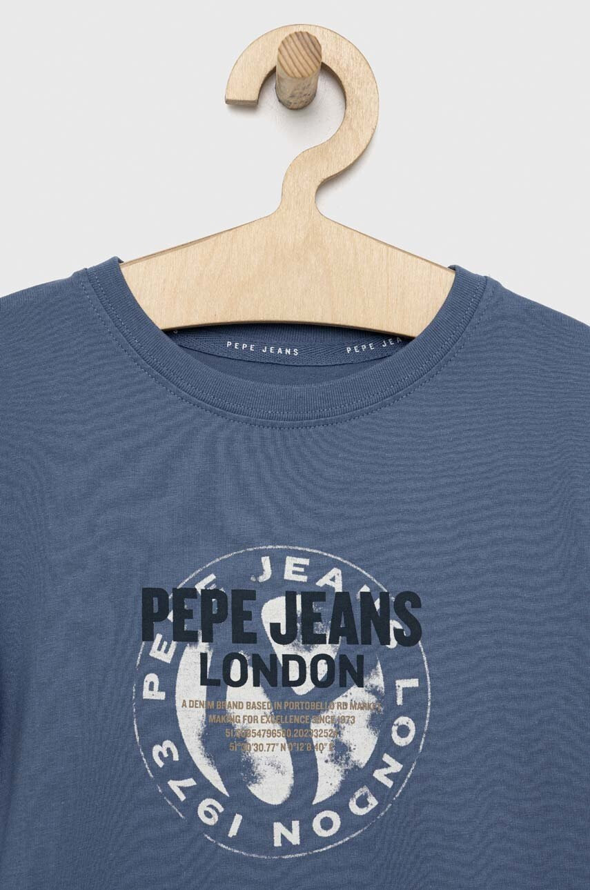 Pepe Jeans Детска тениска Non в синьо с принт - Pepit.bg