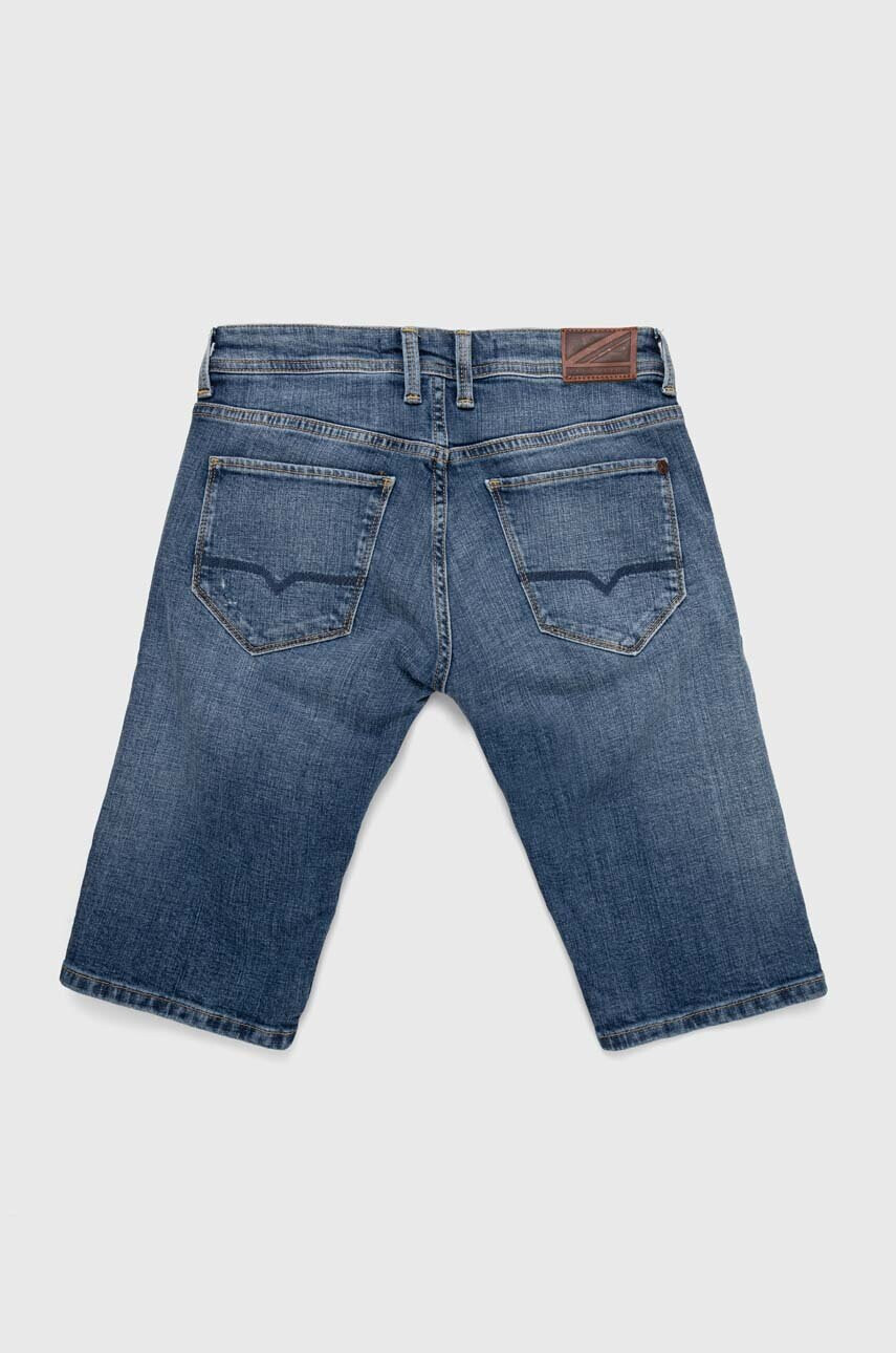 Pepe Jeans Детски дънков къс панталон Cashed Short Repair в синьо с регулируема талия - Pepit.bg