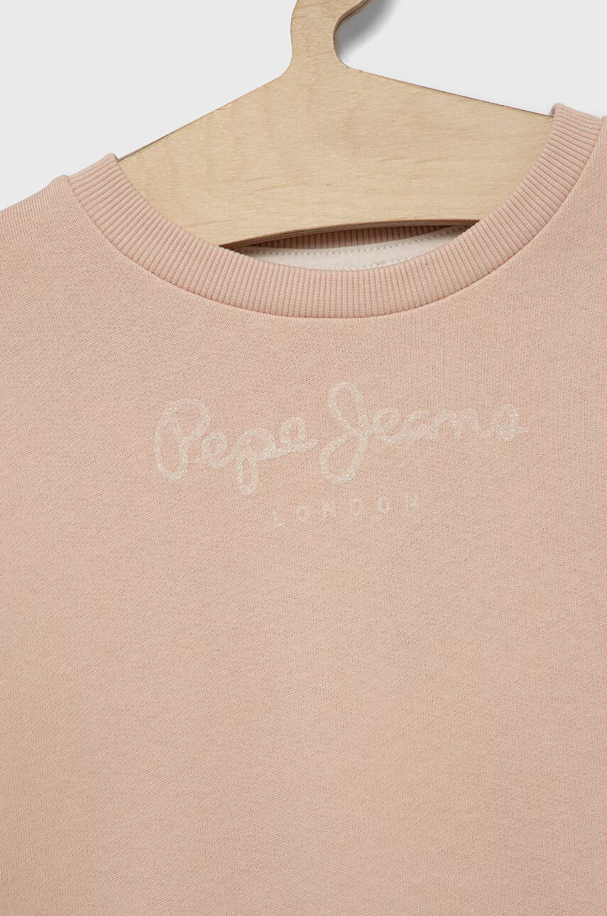 Pepe Jeans Детски памучен суичър в розово с принт - Pepit.bg