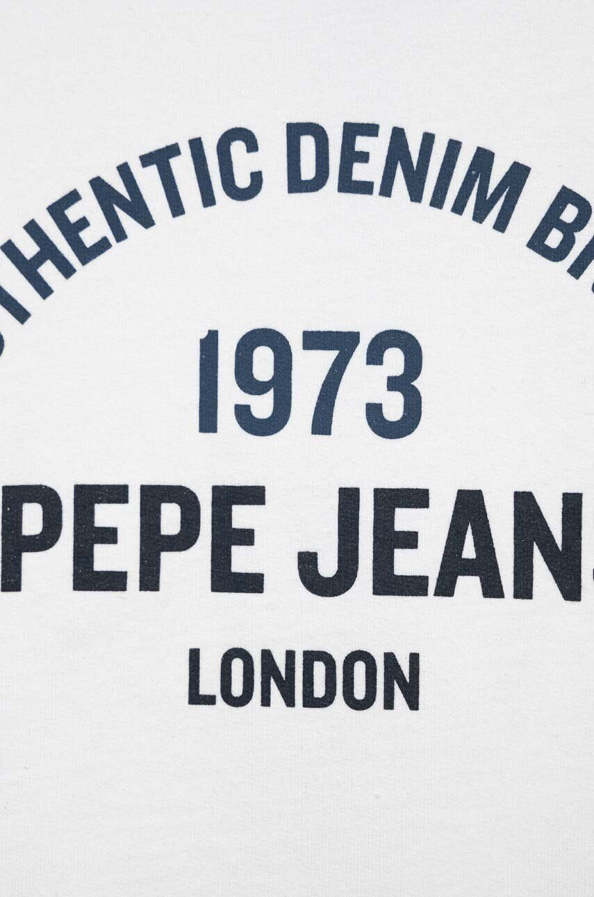 Pepe Jeans Детски памучен суичър в бяло с принт - Pepit.bg