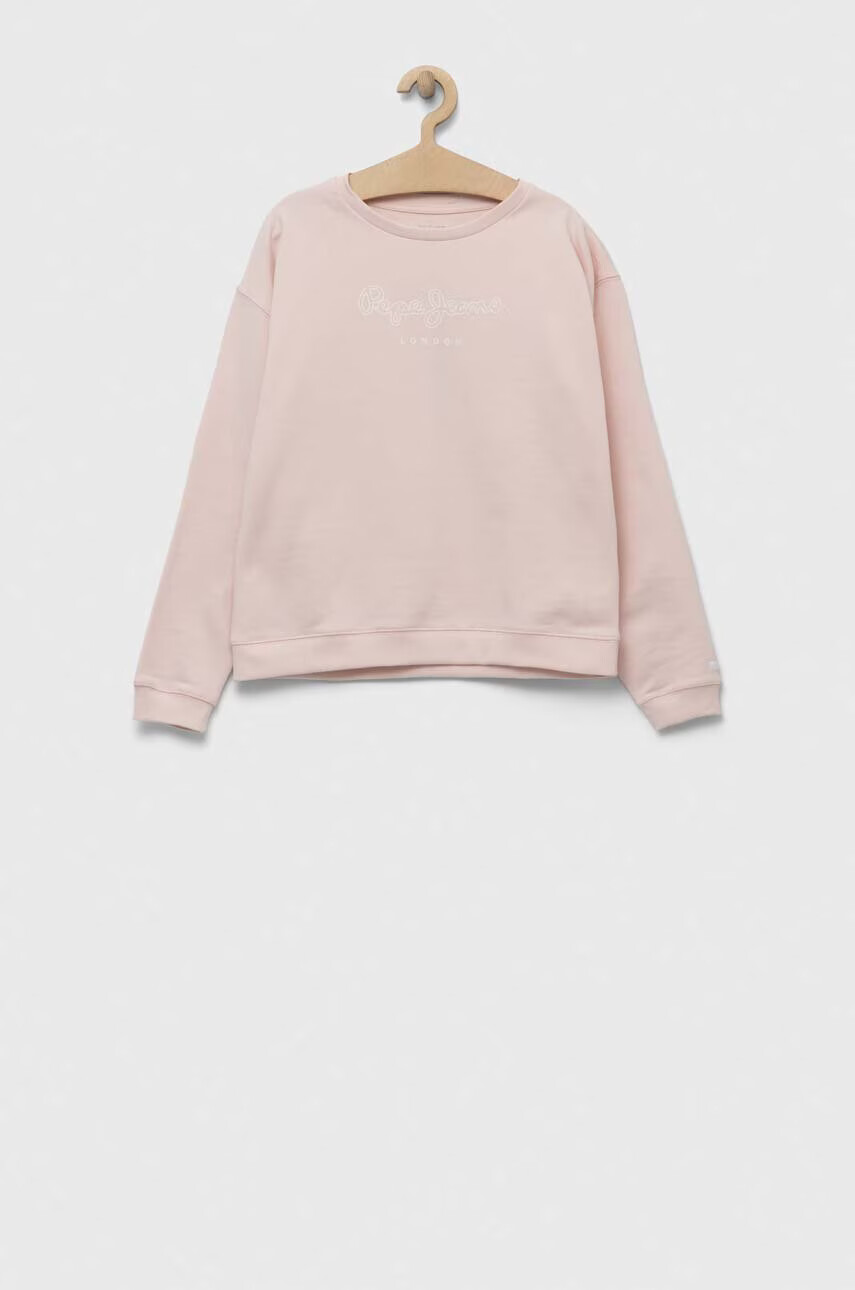 Pepe Jeans Детски памучен суичър Rose в розово с принт - Pepit.bg