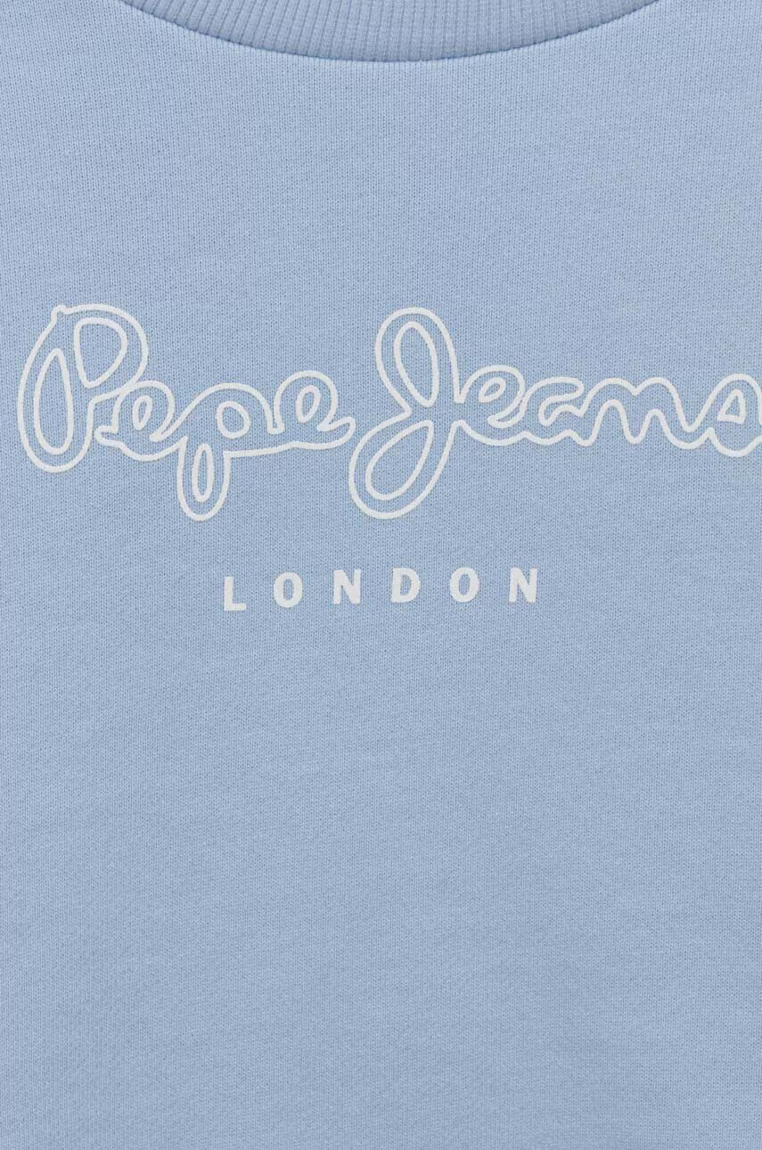 Pepe Jeans Детски памучен суичър Rose в синьо с принт - Pepit.bg