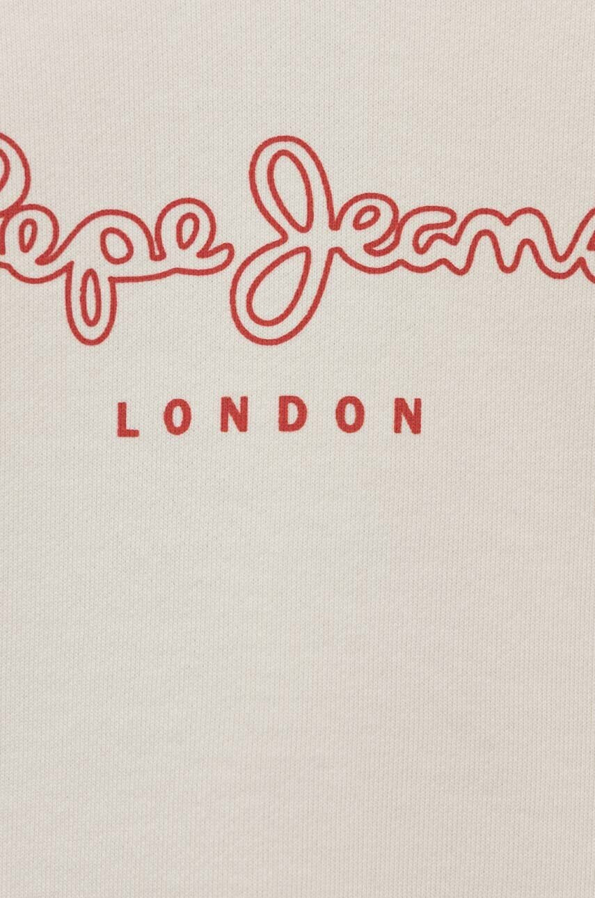 Pepe Jeans Детски памучен суичър Rose в бежово с принт - Pepit.bg