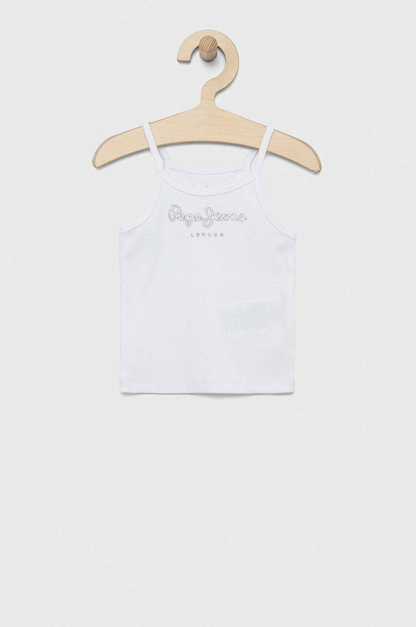 Pepe Jeans Детски памучен топ в бяло - Pepit.bg