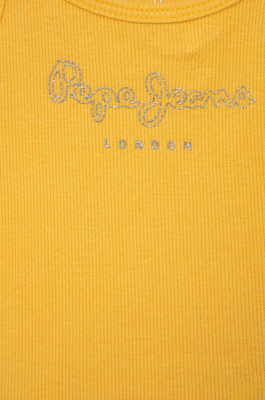 Pepe Jeans Детски памучен топ в жълто - Pepit.bg