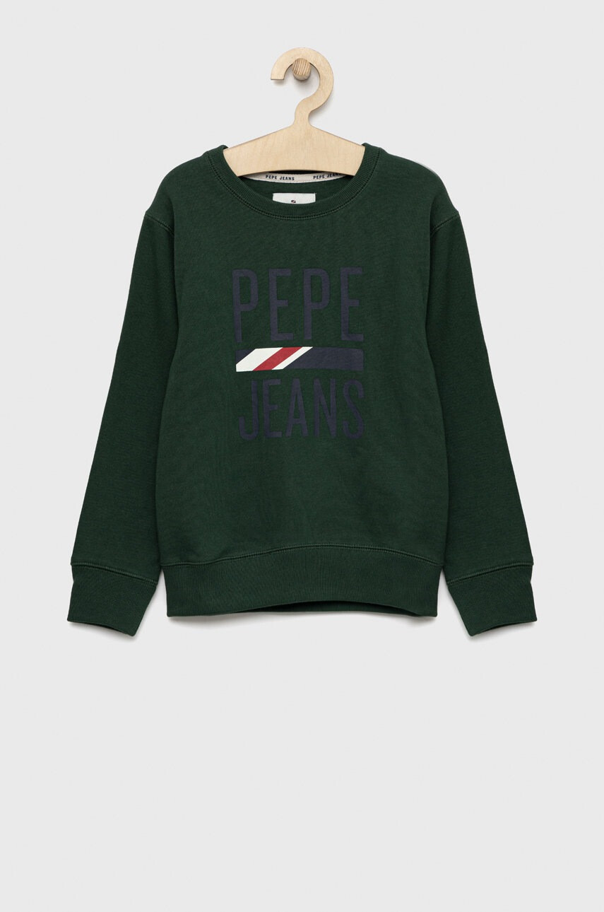 Pepe Jeans Детски суичър в зелено с принт - Pepit.bg