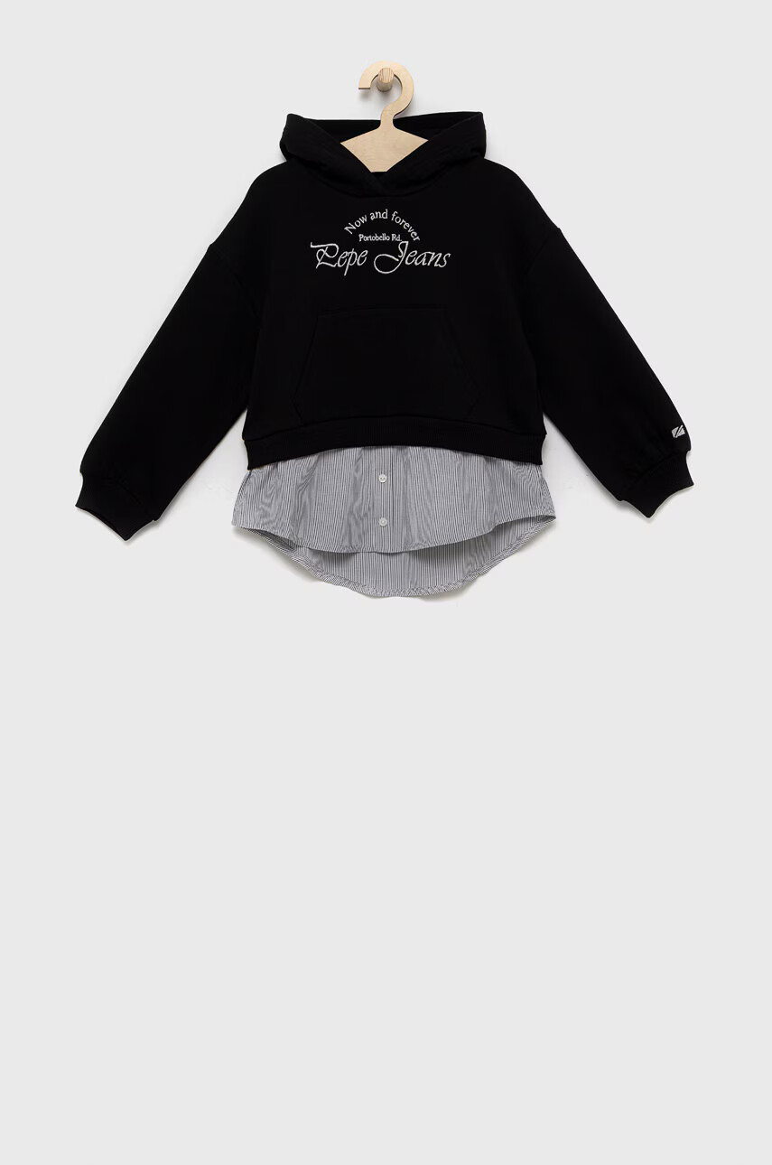 Pepe Jeans Детски суичър в черно с апликация - Pepit.bg