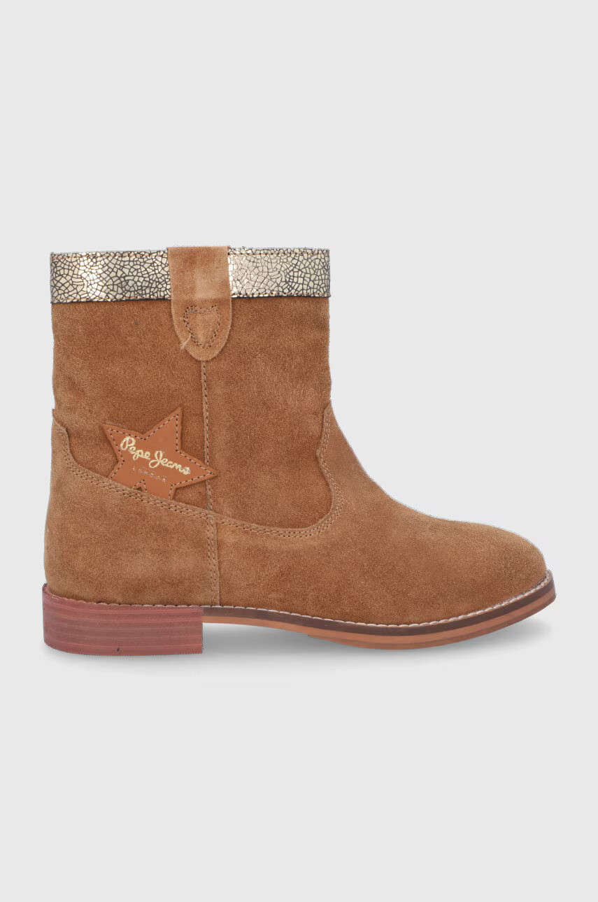 Pepe Jeans Детски велурени боти Mika Basic в кафяво - Pepit.bg