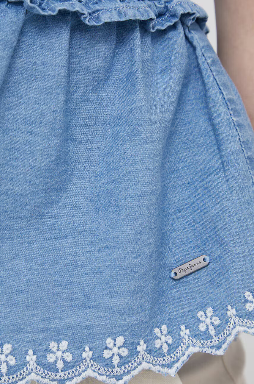 Pepe Jeans Дънкова блуза Betsy дамска в синьо с флорален десен - Pepit.bg