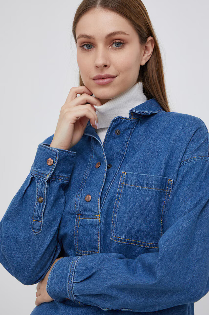 Pepe Jeans Дънкова блуза Riley дамска с изчистен дизайн - Pepit.bg