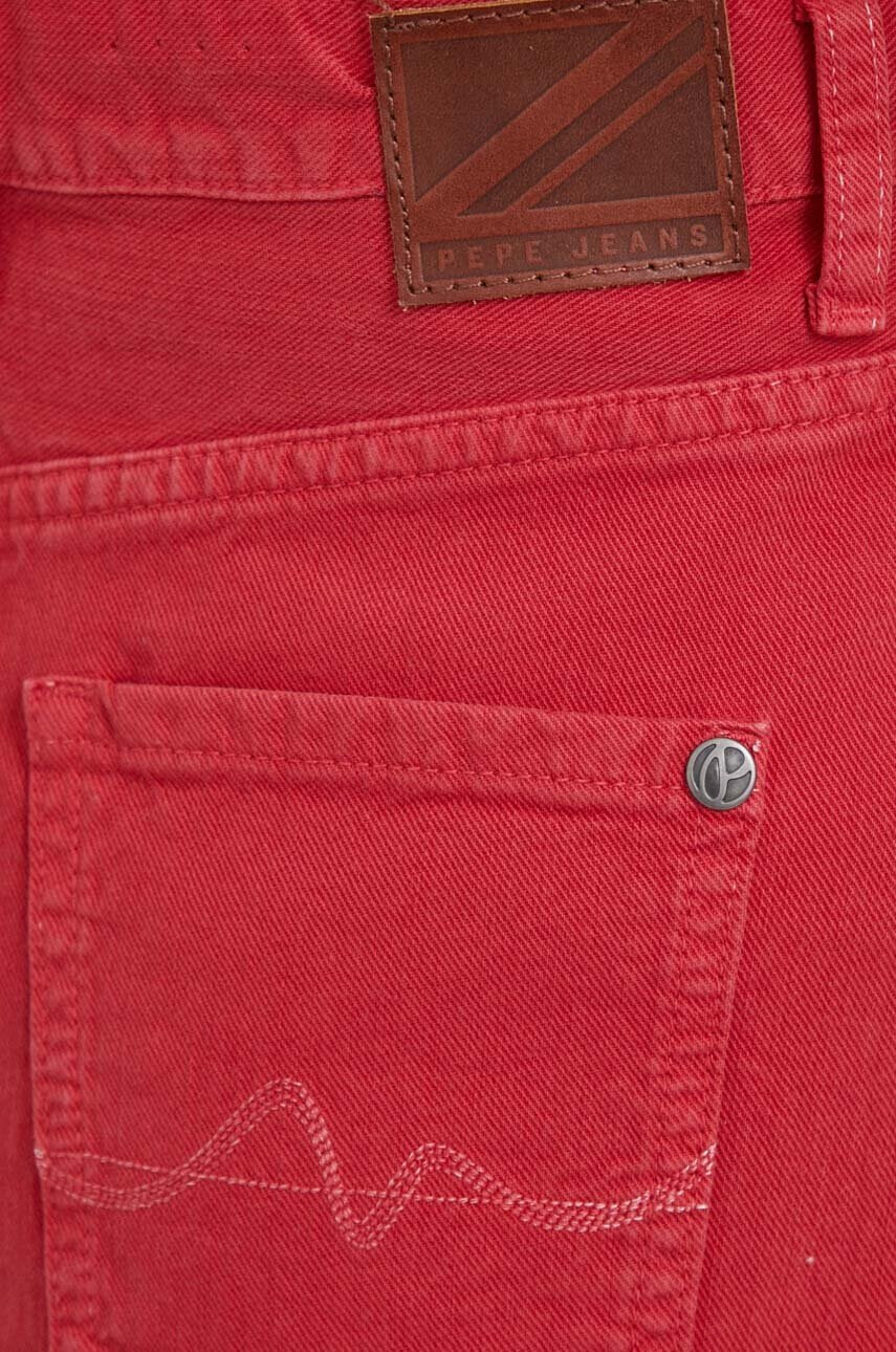 Pepe Jeans Дънкова пола в червено къс модел със стандартна кройка - Pepit.bg