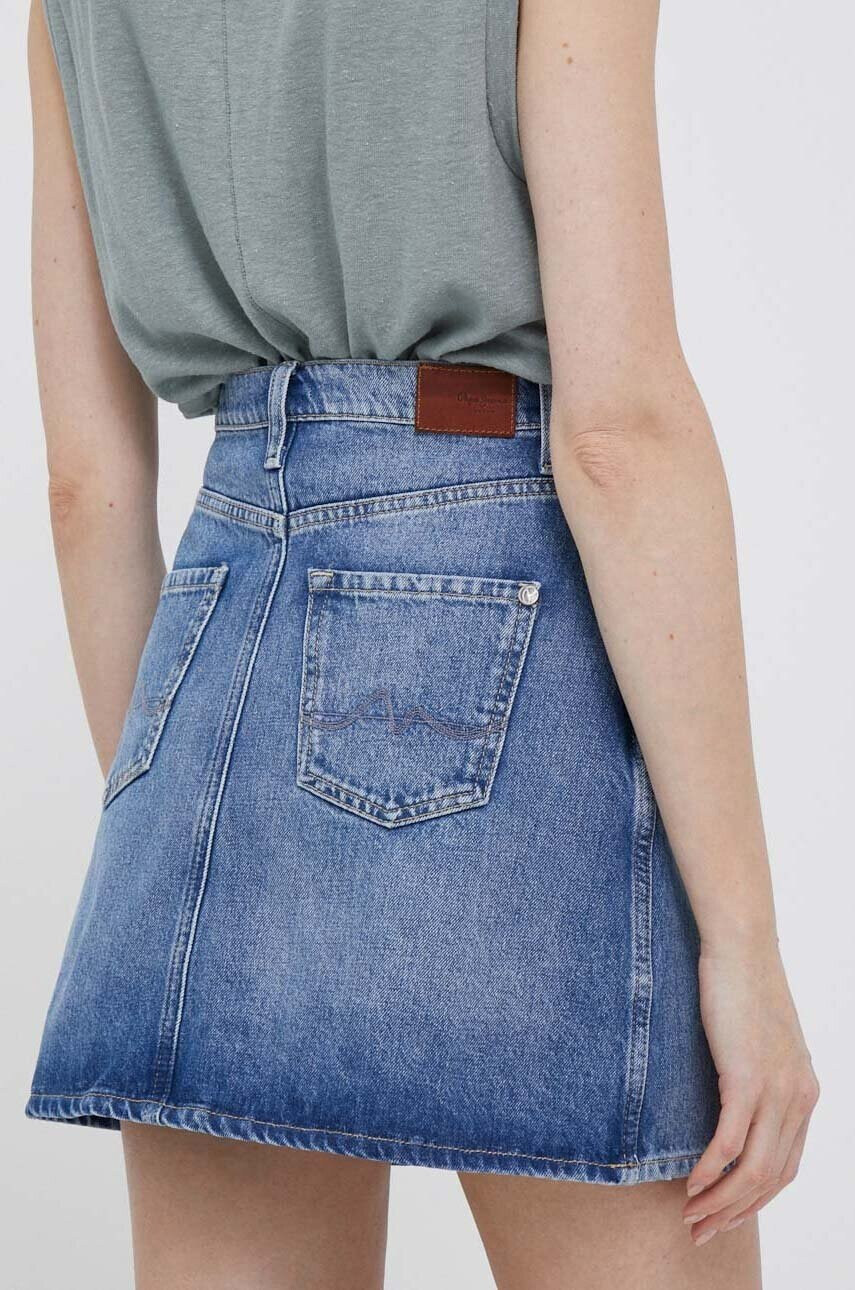 Pepe Jeans Дънкова пола Rachel в синьо къс модел със стандартна кройка - Pepit.bg