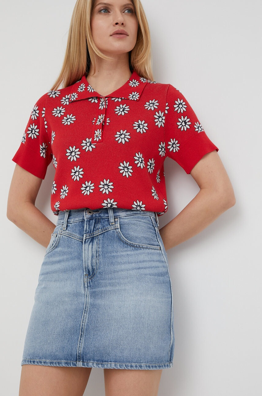 Pepe Jeans Дънкова пола Rachel Skirt къс модел със стандартна кройка - Pepit.bg