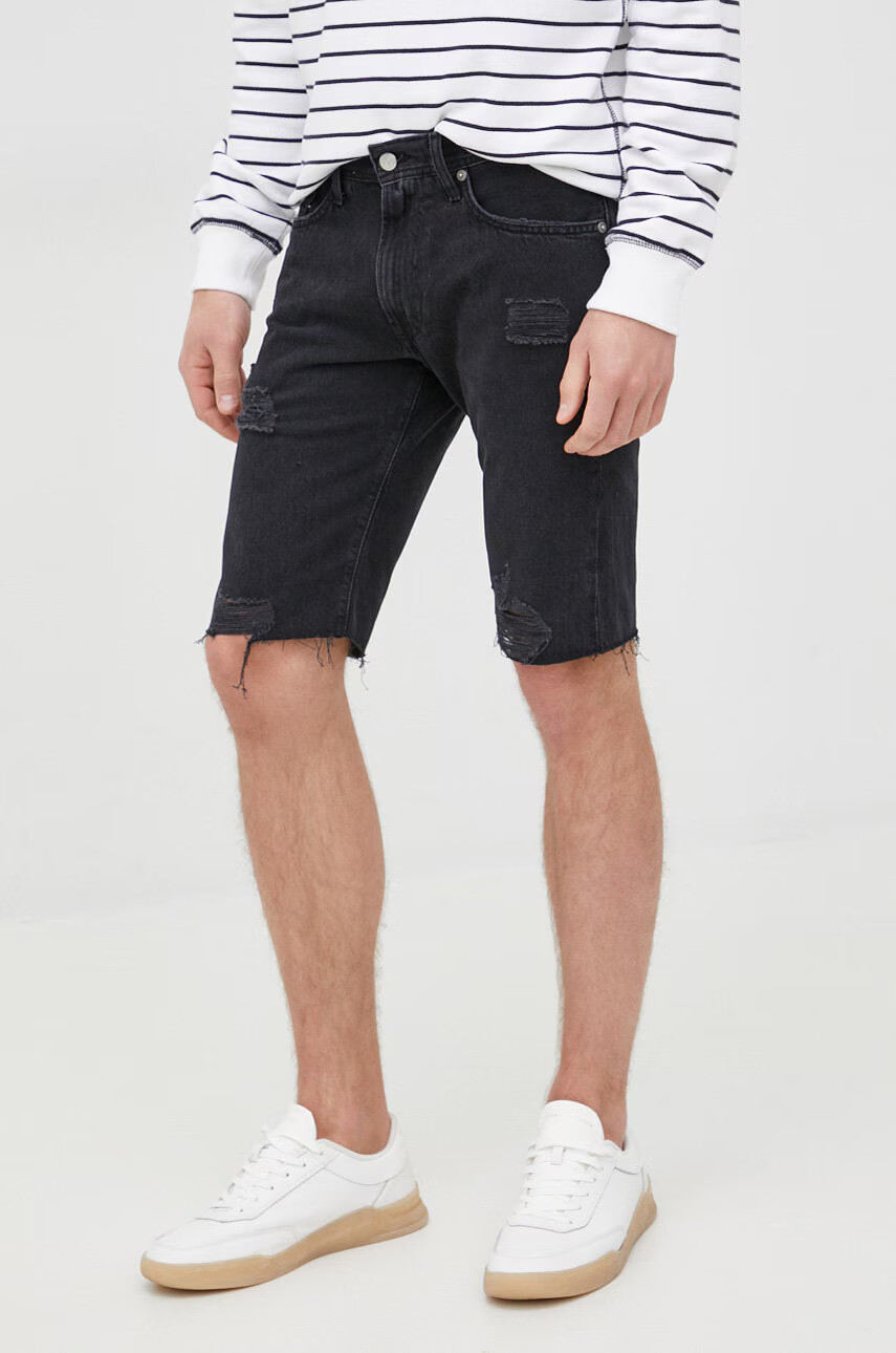 Pepe Jeans Дънкови къси панталони Stanley Short Destroy в черно - Pepit.bg