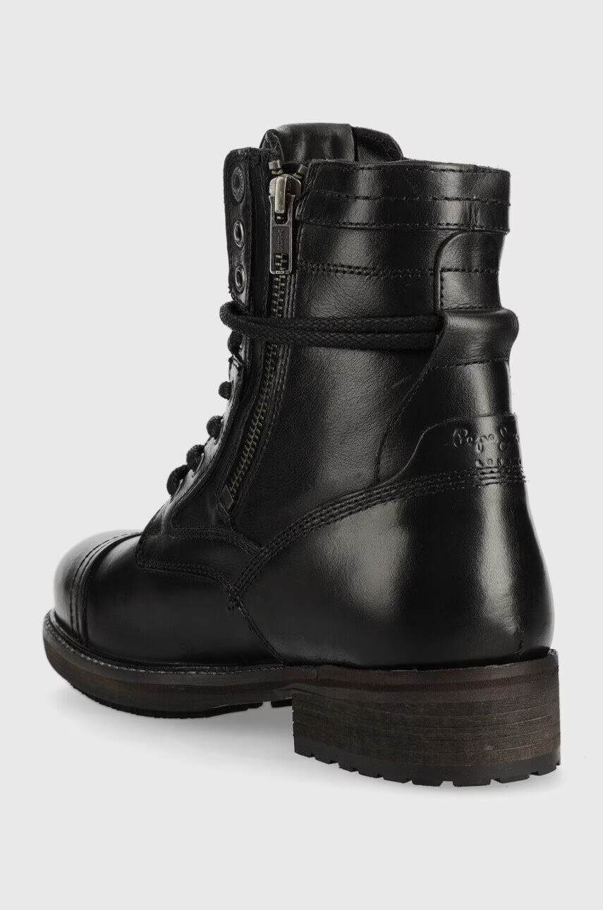 Pepe Jeans Кожени боти Melting Combat Warm W в черно с равна подметка - Pepit.bg