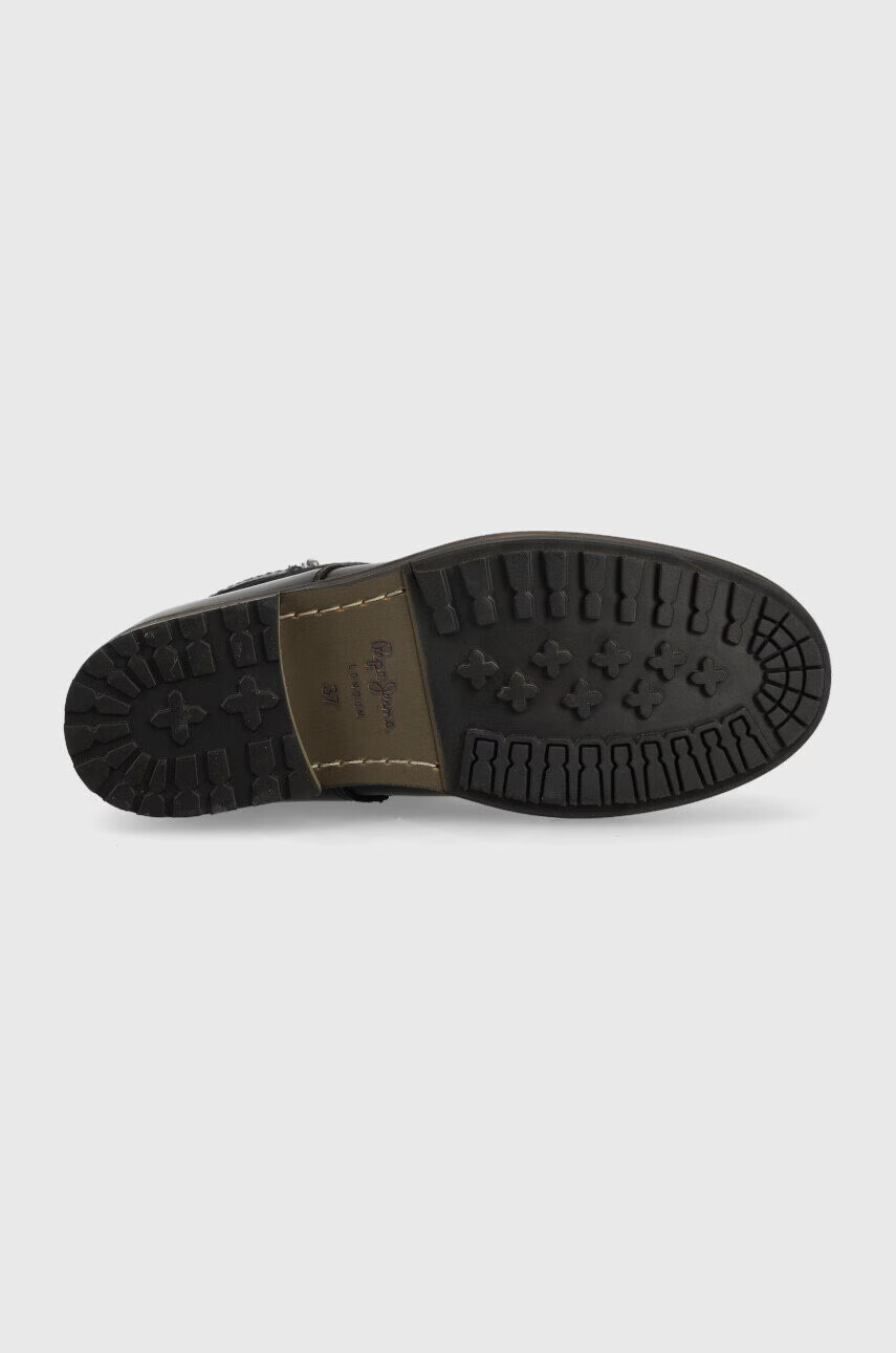Pepe Jeans Кожени боти Melting Combat Warm W в черно с равна подметка - Pepit.bg
