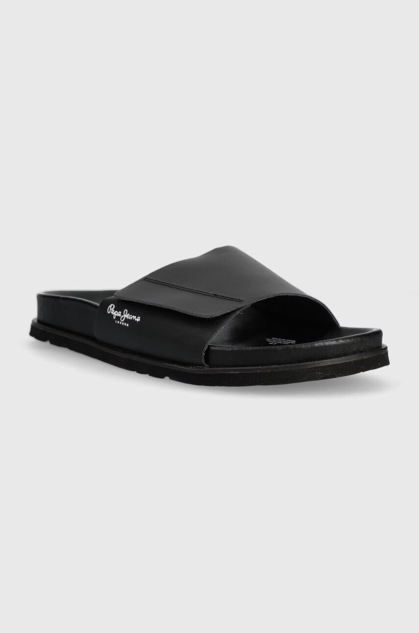 Pepe Jeans Кожени чехли BIO в черно PMS90105 - Pepit.bg