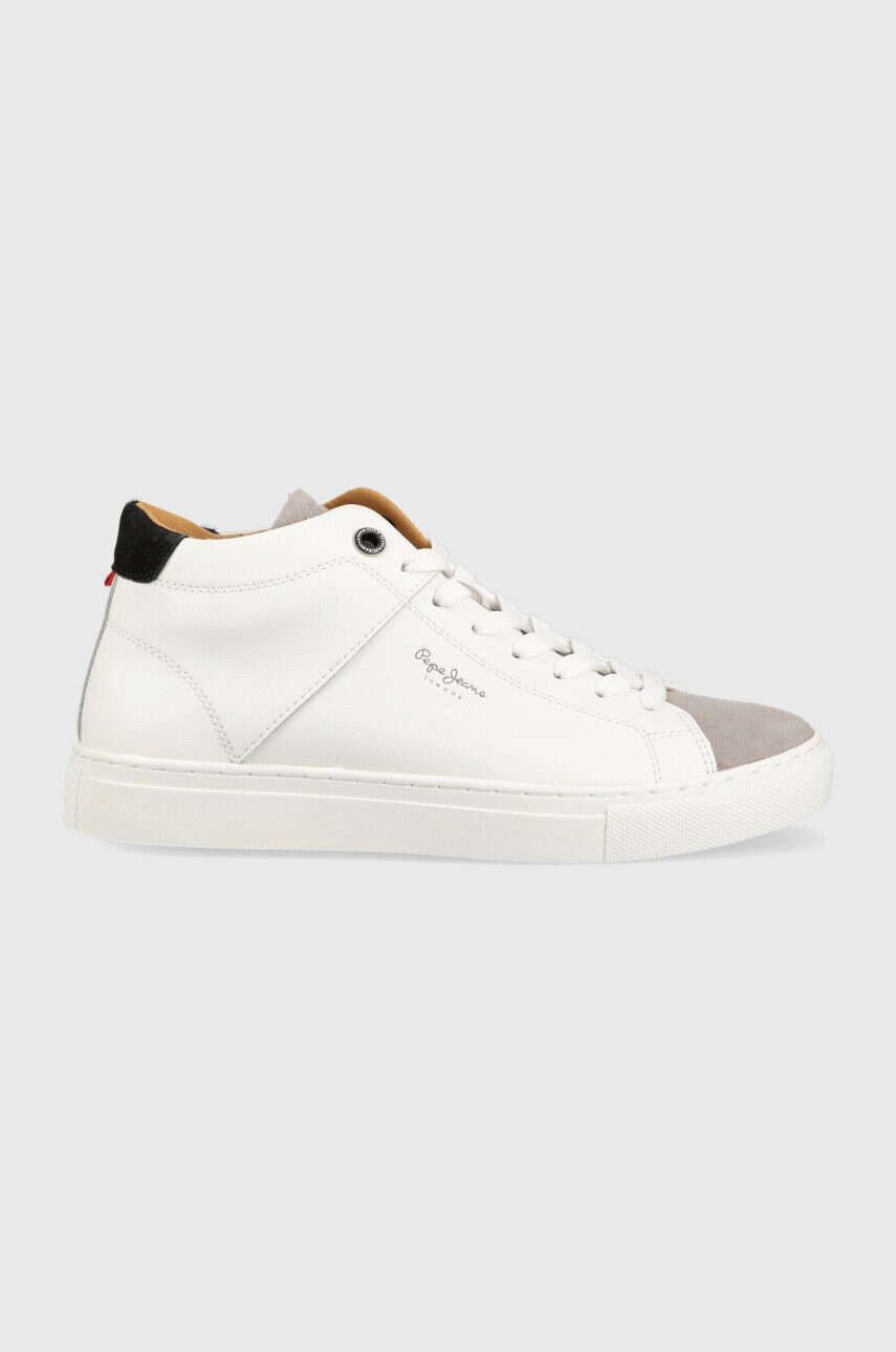 Pepe Jeans Кожени маратонки Joe Cup Half Boot в бяло - Pepit.bg